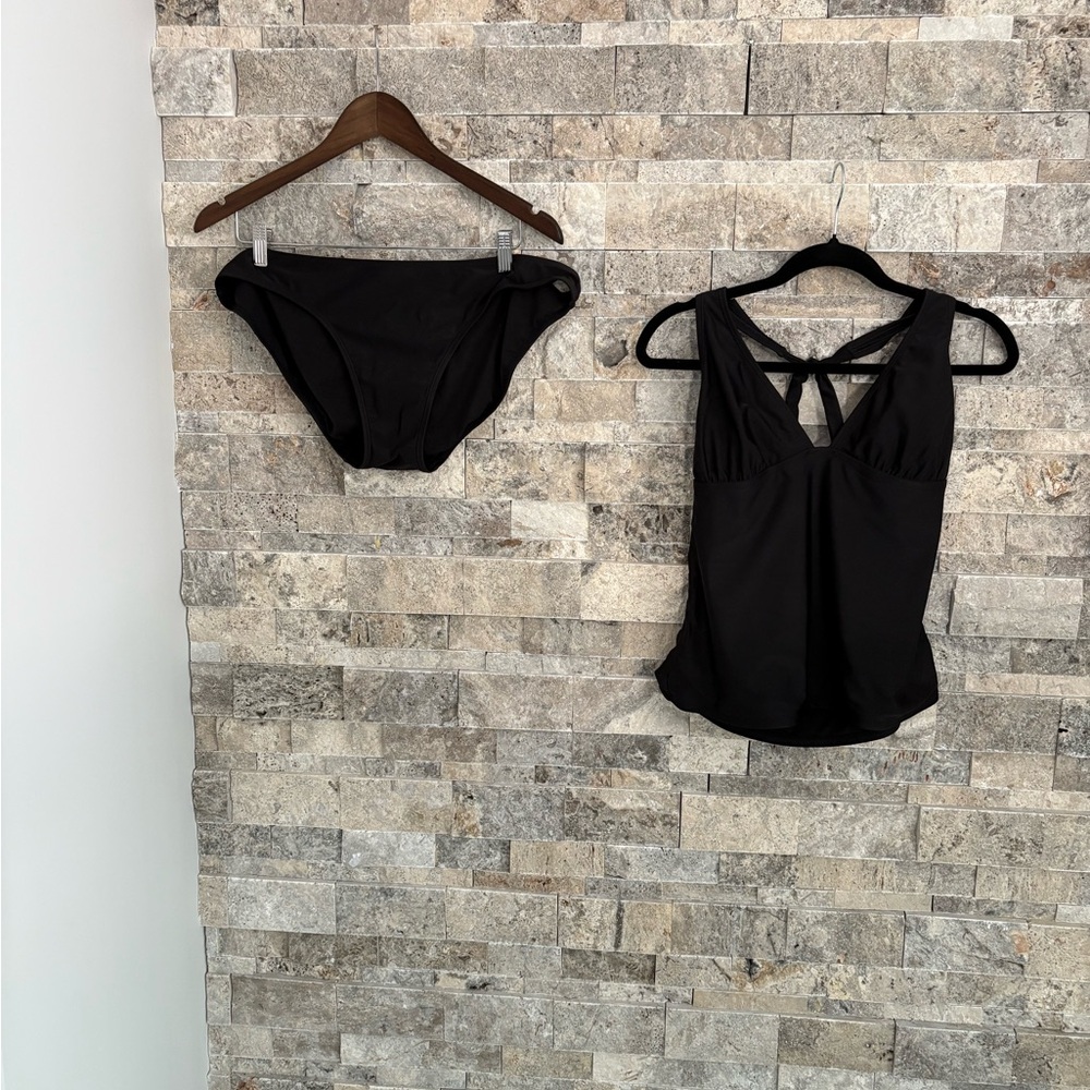 Old Navy Black Swimwear Set,‎ halter top tankini ,size XL